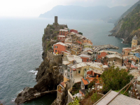 The town of Vernazza on the Italian Riviera